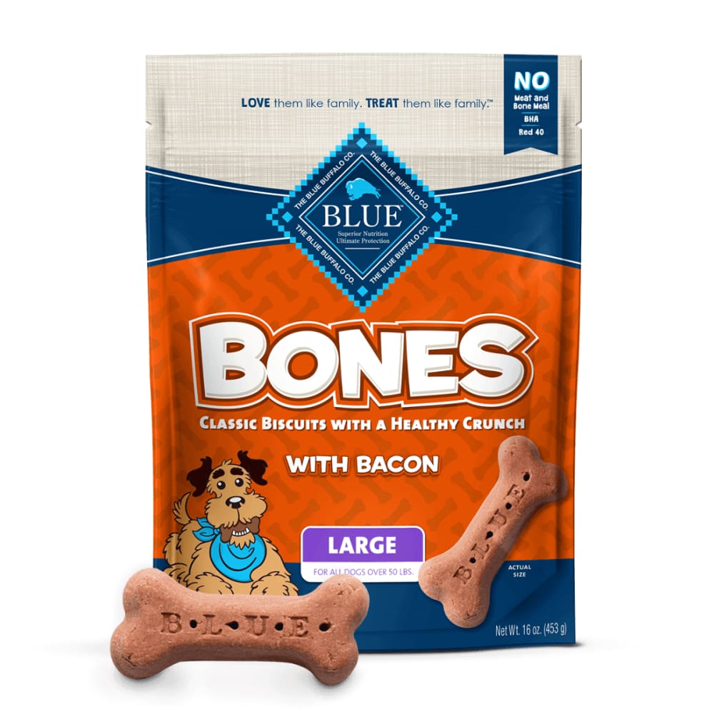 Blue Buffalo Pet > Dog Treats BLUE BUFFALO: Biscuit Lrg Bacon Bones, 16 oz