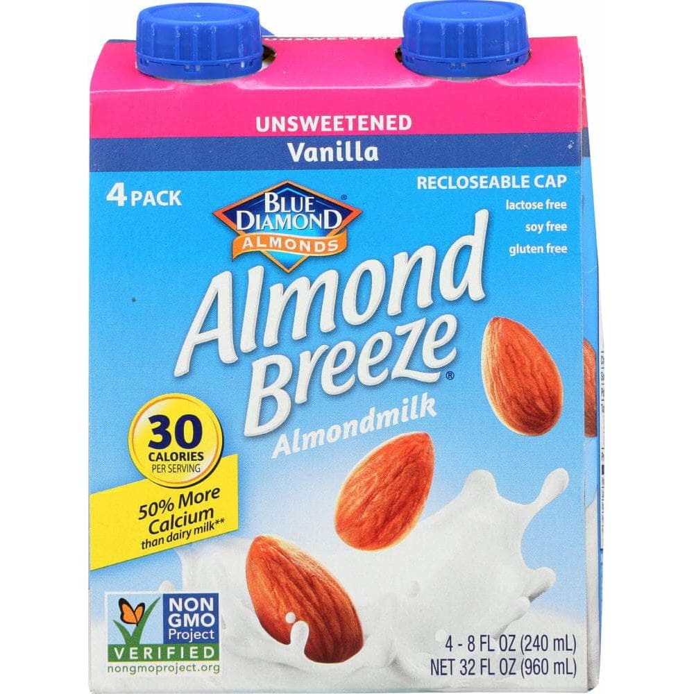 Almond Breeze Blue Diamond Almond Breeze Unsweetened Vanilla Pack of 4, 32 oz