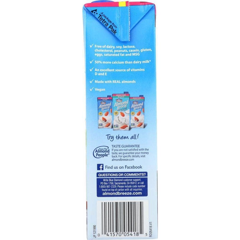Almond Breeze Blue Diamond Natural Almond Breeze Chocolate Unsweetened, 32 oz