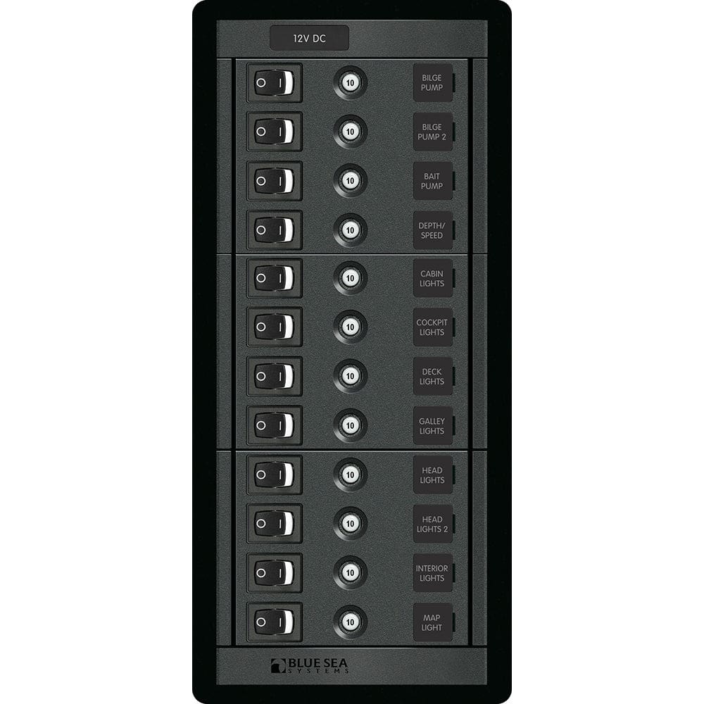 Blue Sea 1461 12 Position Circuit Breaker Panel - 12V - 120A - Electrical | Electrical Panels - Blue Sea Systems
