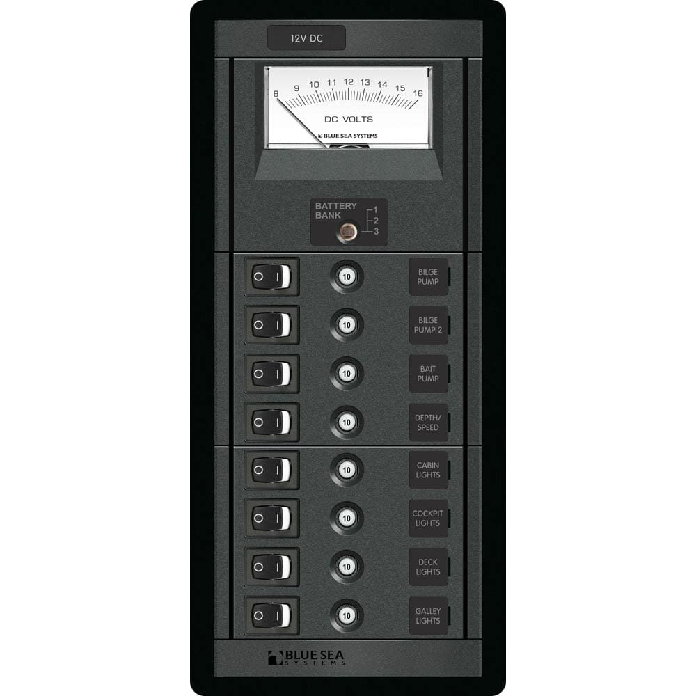 Blue Sea 1463 8 Position Switch CLB + Meter Vertical - Electrical | Electrical Panels - Blue Sea Systems