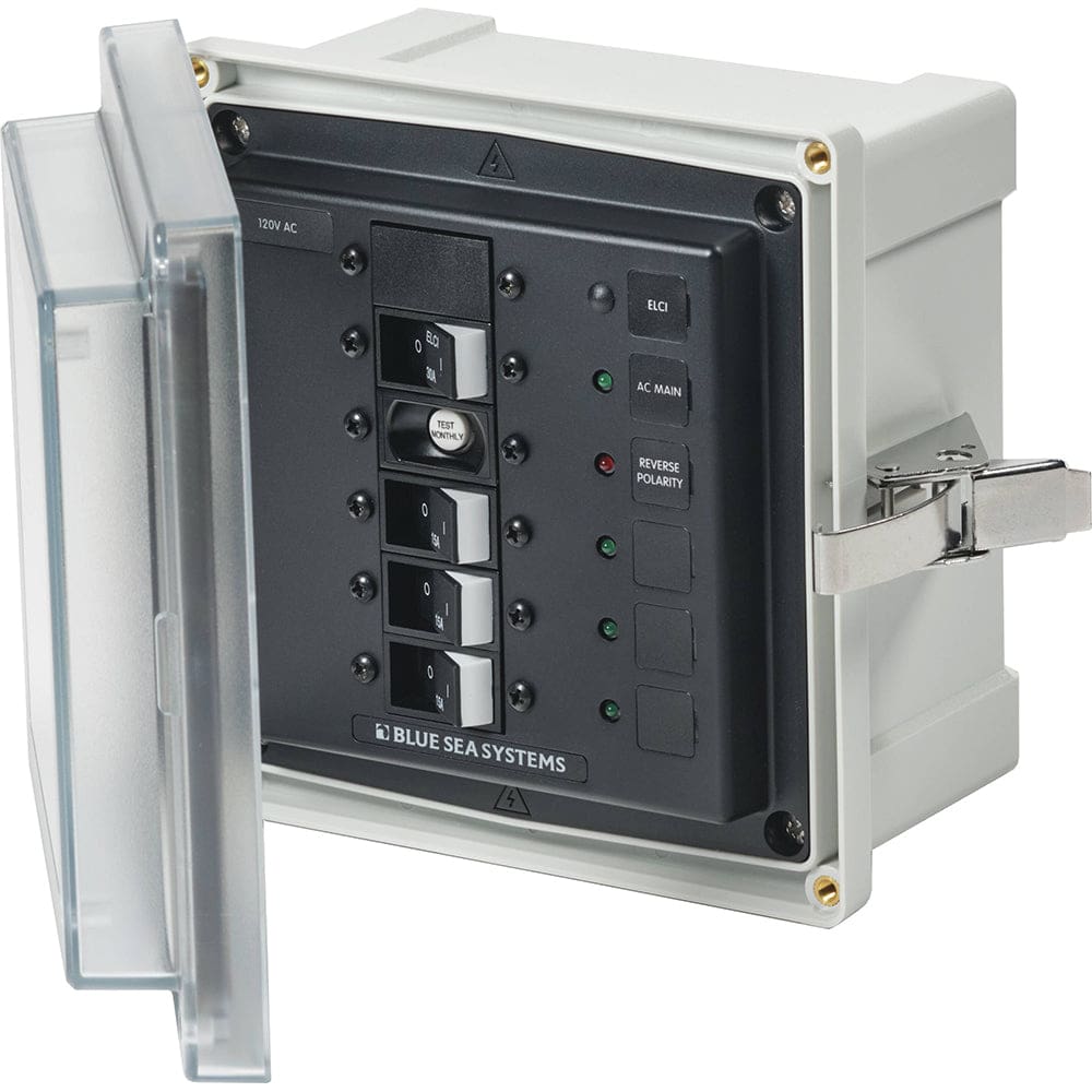 Blue Sea 3128 - SMS Panel Enclosure w/ ELCI (30A) & 3 Branch (15A) - 120V AC - Electrical | Electrical Panels - Blue Sea Systems