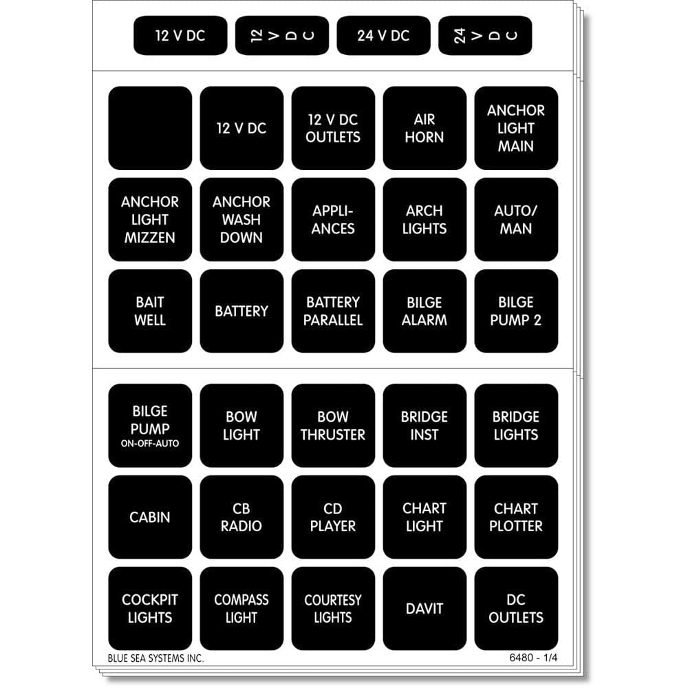 Blue Sea 4217 Square Format Label Set - 120 - Electrical | Switches & Accessories - Blue Sea Systems