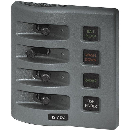 Blue Sea 4304 WeatherDeck Water Resistant Fuse Panel - 4 Position - Grey - Electrical | Electrical Panels - Blue Sea Systems