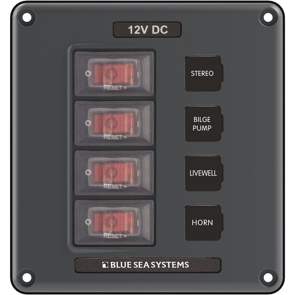 Blue Sea 4320 Circuit Breaker Switch Panel 4 Position - Gray - Electrical | Electrical Panels - Blue Sea Systems