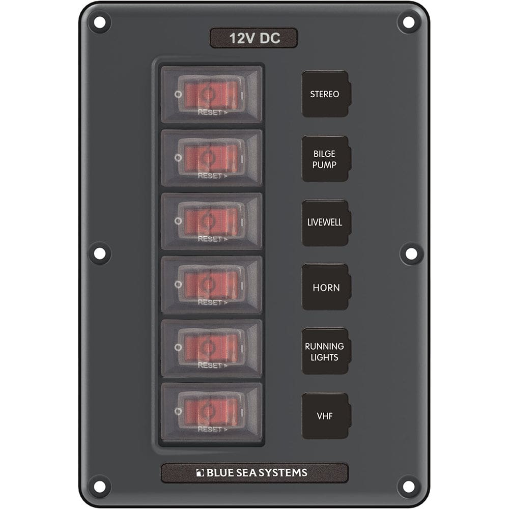 Blue Sea 4322 Circuit Breaker Switch Panel 6 Position - Gray - Electrical | Electrical Panels - Blue Sea Systems