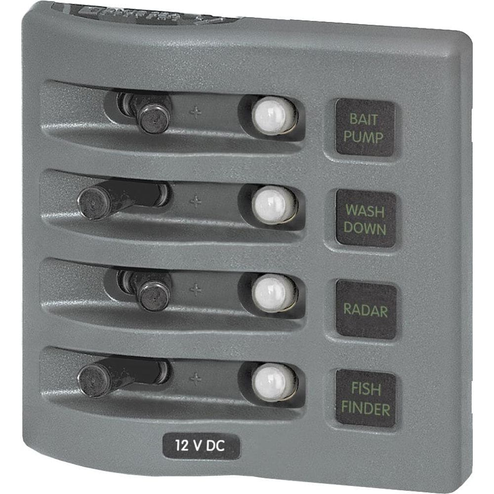 Blue Sea 4374 WeatherDeck Water Resistant Circuit Breaker Panel - 4 Position - Grey - Electrical | Electrical Panels - Blue Sea Systems