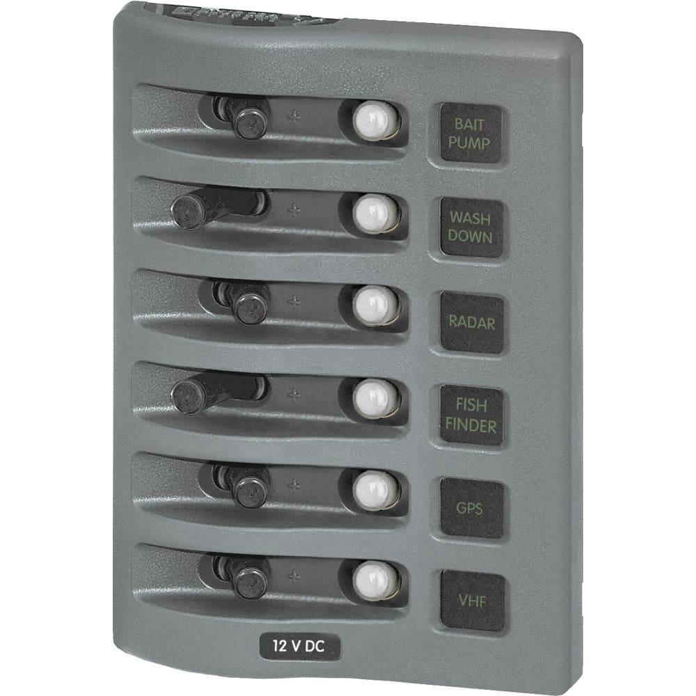 Blue Sea 4376 WeatherDeck Water Resistant Circuit Breaker Panel - 6 Position - Grey - Electrical | Electrical Panels - Blue Sea Systems