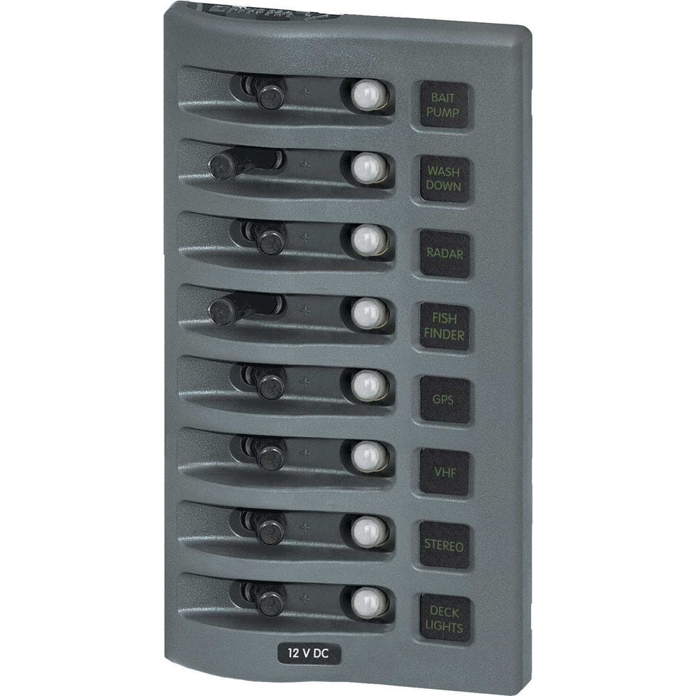Blue Sea 4378 WeatherDeck Water Resistant Circuit Breaker Panel - 8 Position - Grey - Electrical | Electrical Panels - Blue Sea Systems