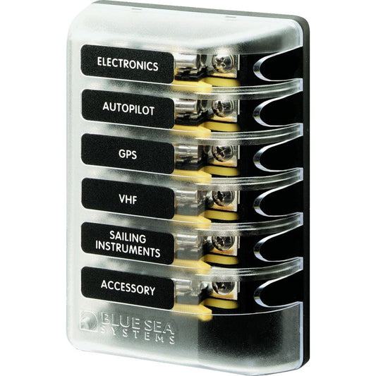 Blue Sea 5018 ST Glass Fuse Block w/ out Negative Bus - 6 Circuit - Electrical | Fuse Blocks & Fuses - Blue Sea Systems