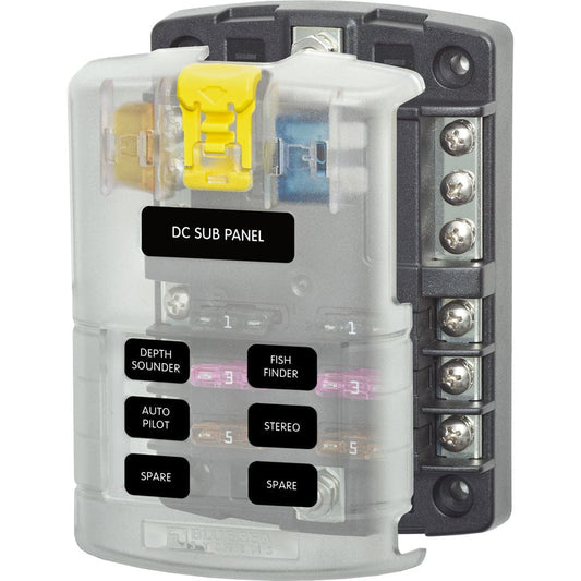 Blue Sea 5025 ST Blade Fuse Block w/ Cover - 6 Circuit w/ Negative Bus - Electrical | Circuit Breakers - Blue Sea Systems