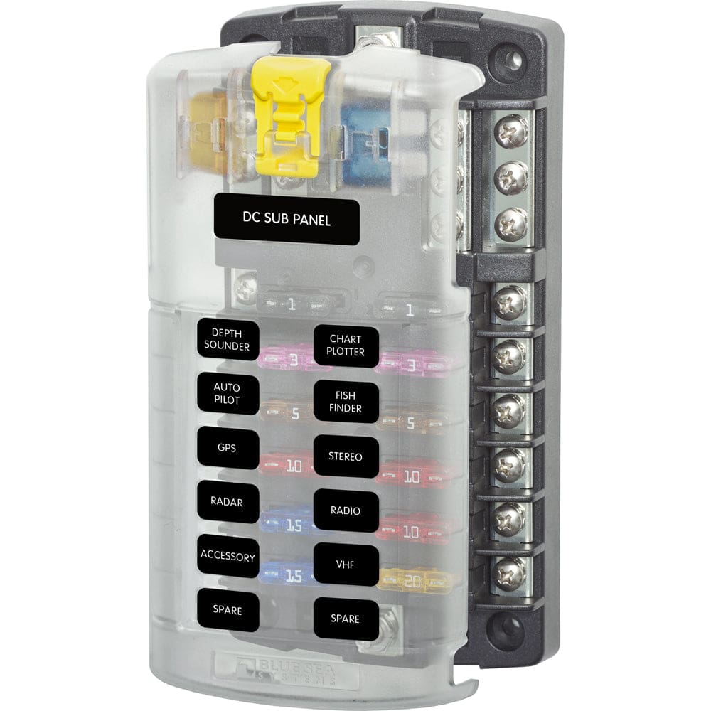 Blue Sea 5026 ST Blade Fuse Block w/ Cover - 12 Circuit w/ Negative Bus - Electrical | Circuit Breakers - Blue Sea Systems