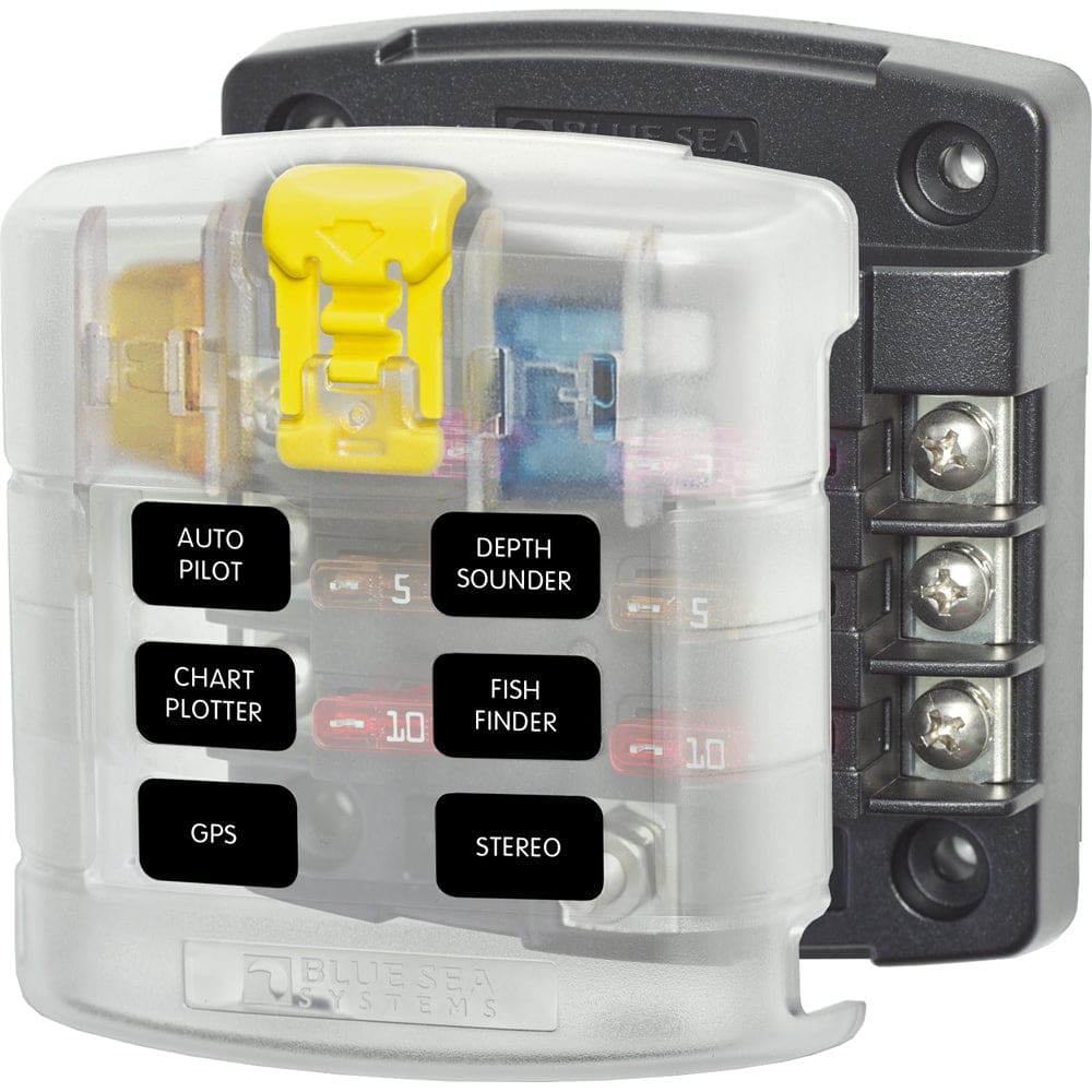 Blue Sea 5028 ST Blade Fuse Block w/ Cover - 6 Circuit without Negative Bus - Electrical | Circuit Breakers - Blue Sea Systems