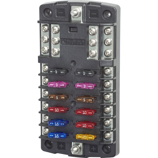Blue Sea 5031 ST Blade Fuse Block w/ o Cover - 12 Circuit w/ Negative Bus - Electrical | Fuse Blocks & Fuses - Blue Sea Systems