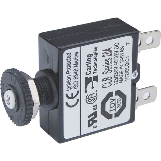 Blue Sea 7057 20A Push Button Thermal with Quick Connect Terminals (Pack of 5) - Electrical | Circuit Breakers - Blue Sea Systems
