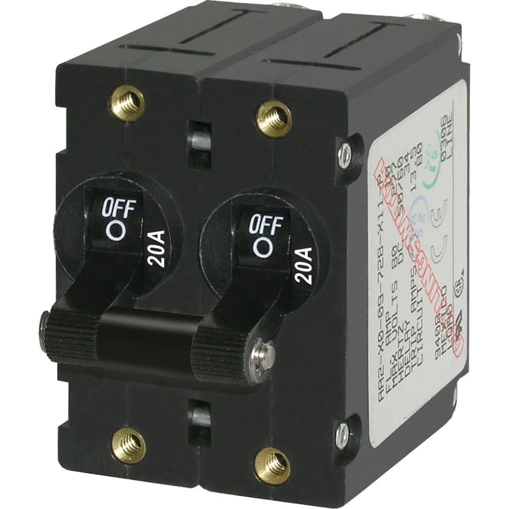 Blue Sea 7236 A-Series Double Pole Toggle - 20A - Black - Electrical | Circuit Breakers - Blue Sea Systems