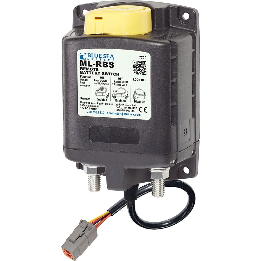Blue Sea 7700100 ML Solenoid 12V 500A w/ Manual Control & Deutsch Connector - Electrical | Battery Management - Blue Sea Systems