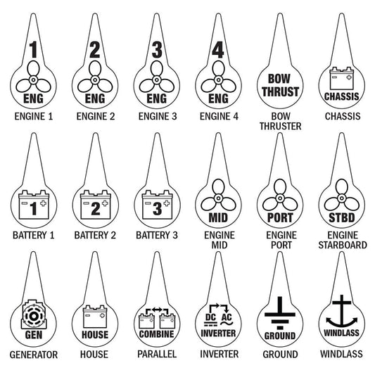 Blue Sea 7902 Icon Circuit Identification Label Kit for Battery Switches (Pack of 4) - Electrical | Battery Management - Blue Sea Systems