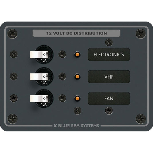 Blue Sea 8025 DC 3 Position Breaker Panel - White Switches - Electrical | Electrical Panels - Blue Sea Systems