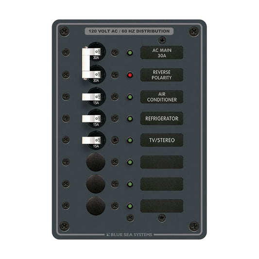 Blue Sea 8027 AC Main +6 Position Breaker Panel - White Switches - Electrical | Electrical Panels - Blue Sea Systems