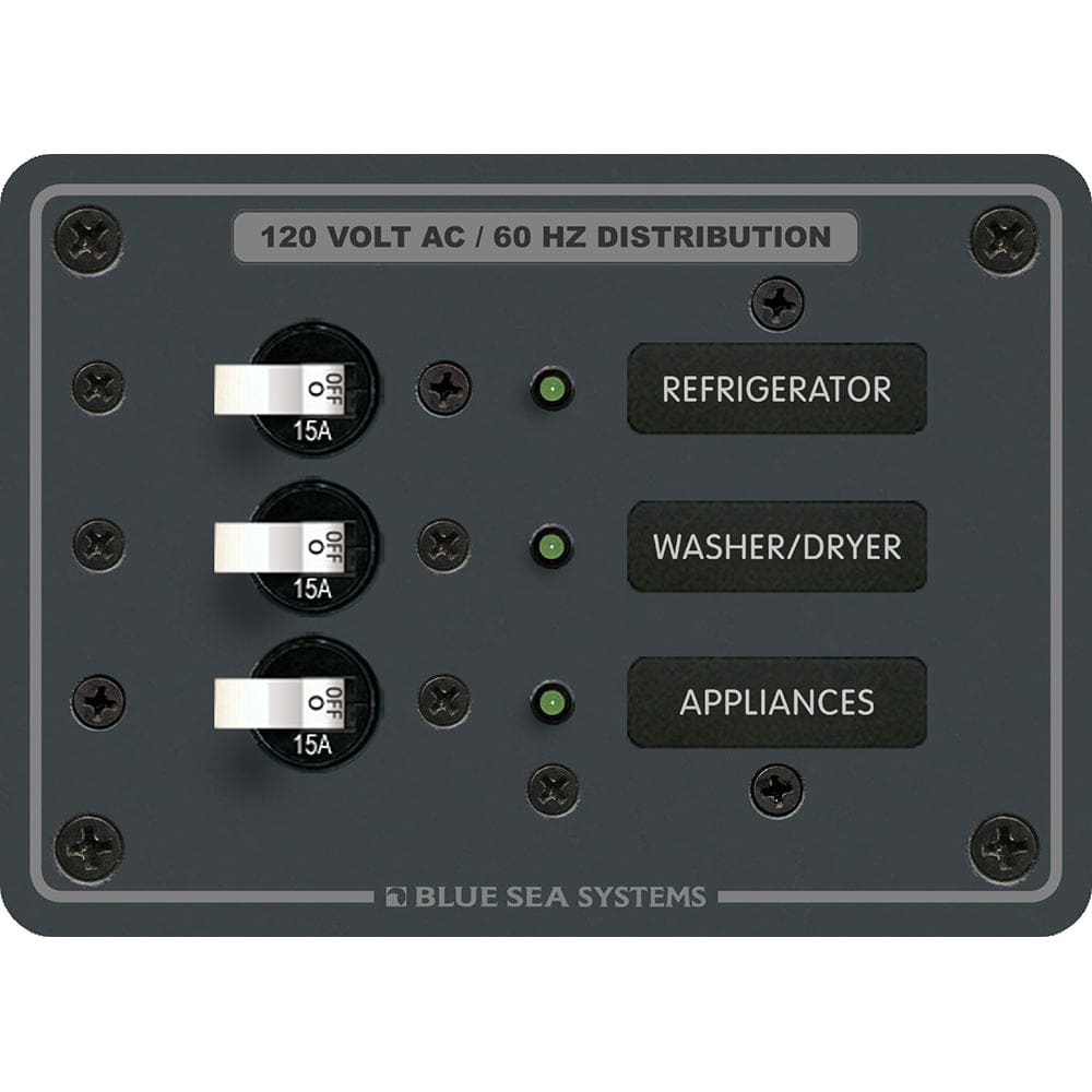 Blue Sea 8058 AC 3 Position Toggle Circuit Breaker Panel - White Switches - Electrical | Electrical Panels - Blue Sea Systems