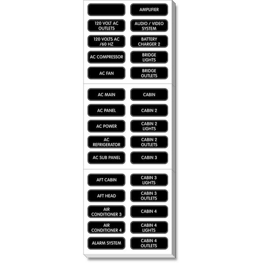 Blue Sea 8067 AC Panel Extended 120 Label Set - Electrical | Switches & Accessories - Blue Sea Systems
