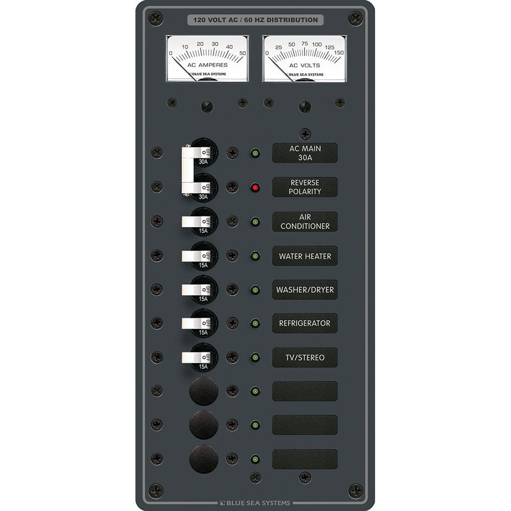 Blue Sea 8074 AC Main +8 Positions Toggle Circuit Breaker Panel - White Switches - Electrical | Electrical Panels - Blue Sea Systems