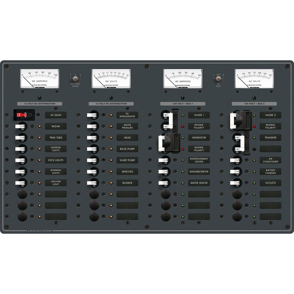 Blue Sea 8086 AC 3 Sources +12 Positions/ DC Main +19 Position Toggle Circuit Breaker Panel - White Switches - Electrical | Electrical