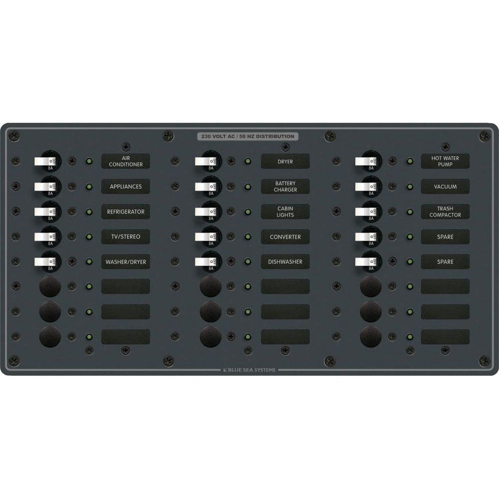 Blue Sea 8165 AV 24 Position 230v (European) Breaker Panel - White Switches - Electrical | Electrical Panels - Blue Sea Systems