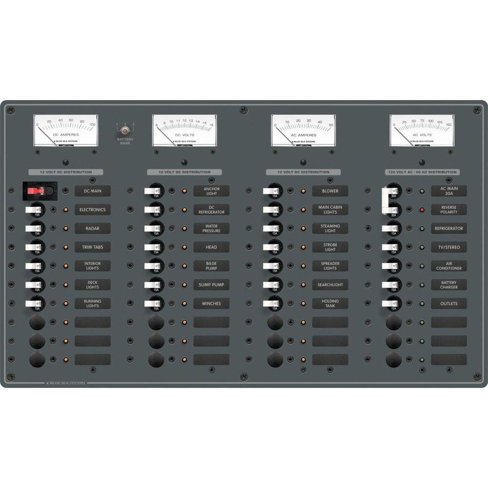 Blue Sea 8195 AC Main + 8 Positions / DC Main + 29 Positions - Electrical | Electrical Panels - Blue Sea Systems