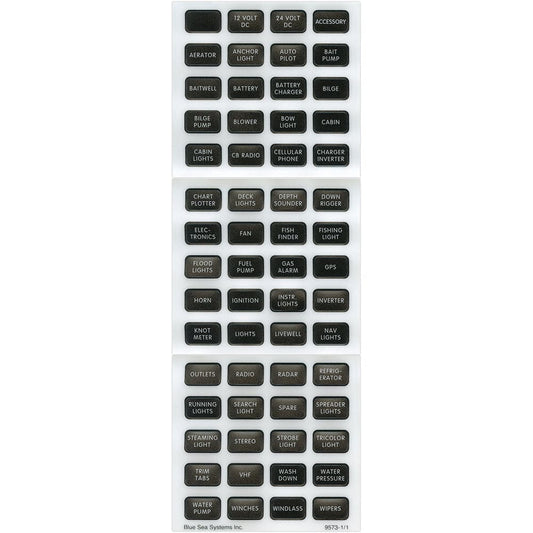 Blue Sea 8214 Black Small Format Label Kit - 60 Labels (Pack of 3) - Electrical | Switches & Accessories - Blue Sea Systems
