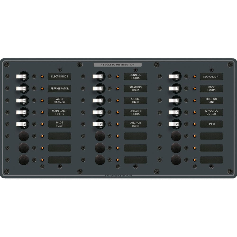 Blue Sea 8264 Traditional Metal DC Panel - 24 Positions - Electrical | Electrical Panels - Blue Sea Systems