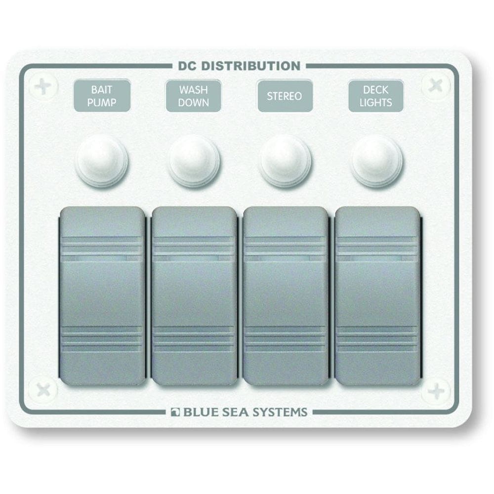 Blue Sea 8272 Water Resistant Panel - 4 Position - White - Horizontal Mount - Electrical | Electrical Panels - Blue Sea Systems