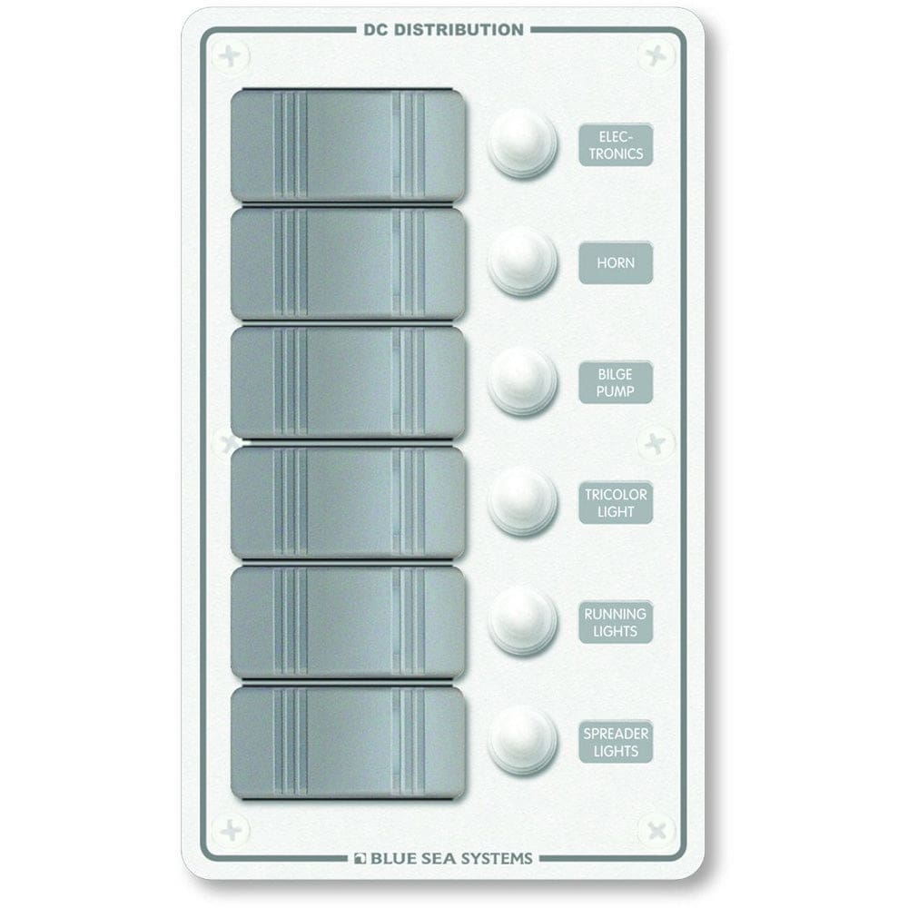 Blue Sea 8273 Water Resistant Panel - 6 Position - White - Vertical - Electrical | Electrical Panels - Blue Sea Systems