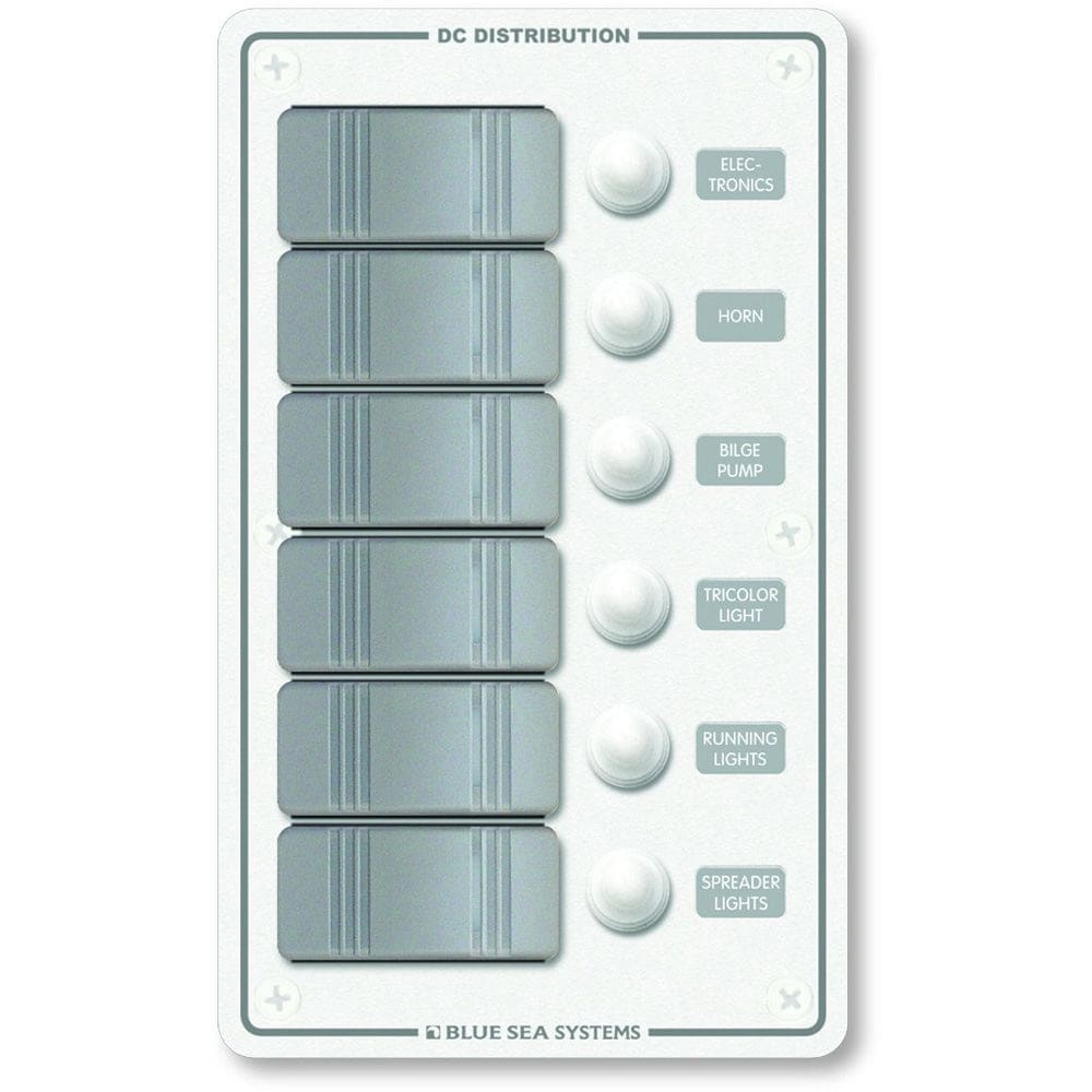 Blue Sea 8273 Water Resistant Panel - 6 Position - White - Vertical - Electrical | Electrical Panels - Blue Sea Systems