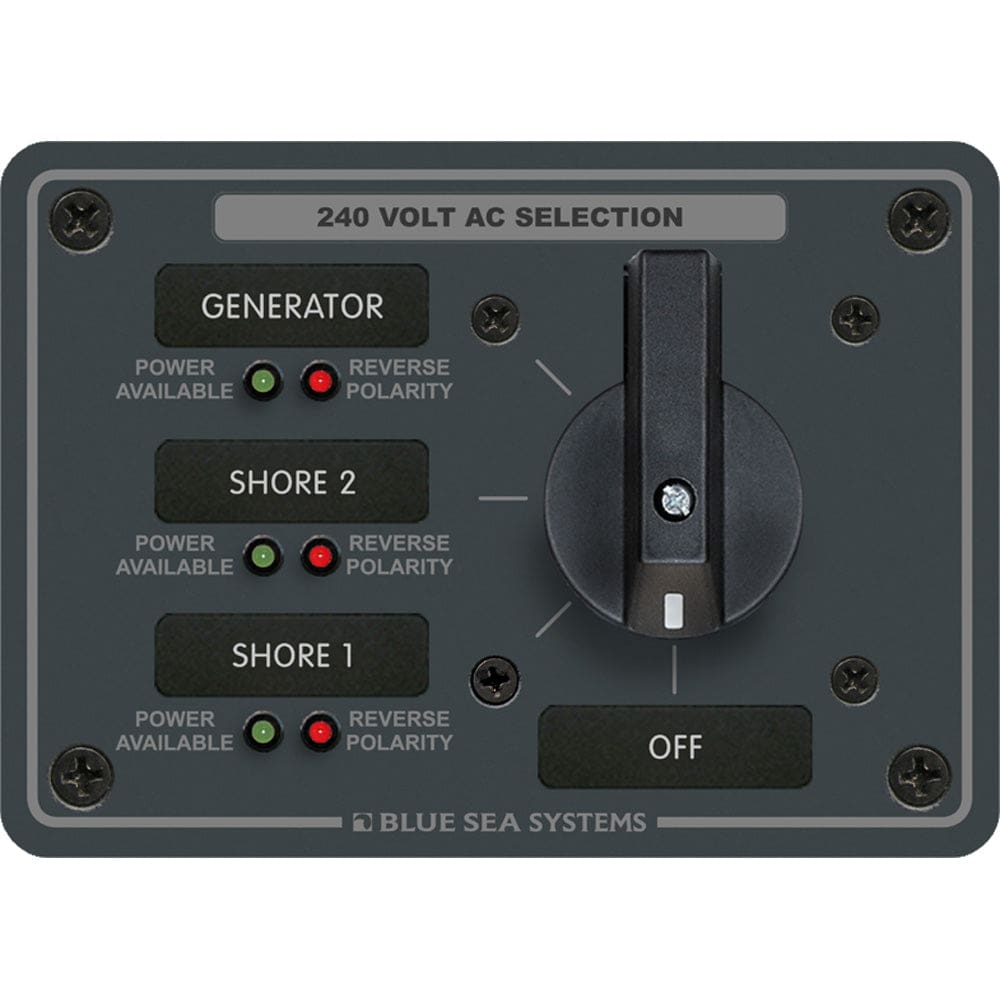 Blue Sea 8361 AC Rotary Switch Panel 65 Ampere 3 Positions + OFF 3 Pole - Electrical | Electrical Panels - Blue Sea Systems