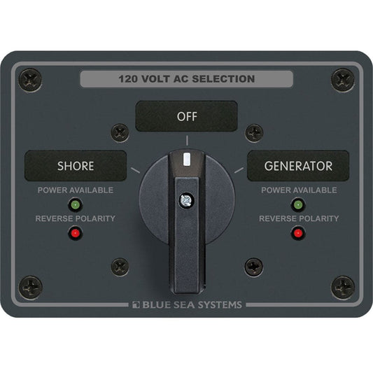 Blue Sea 8365 AC Rotary Switch Panel 65 Ampere 2 Positions + OFF 2 Pole - Electrical | Electrical Panels - Blue Sea Systems