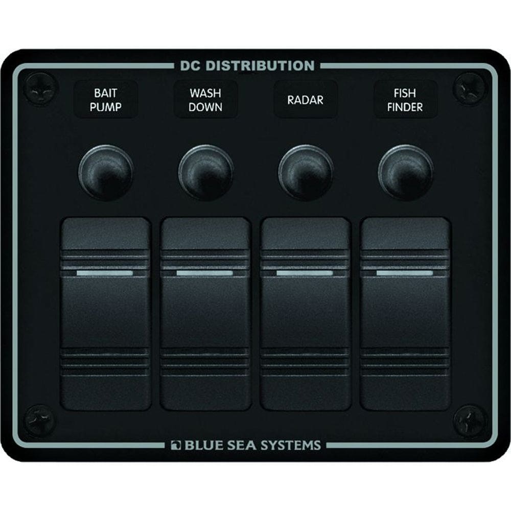 Blue Sea 8372 Water Resistant 4 Position - Black - Horizontal Mount Panel - Electrical | Electrical Panels - Blue Sea Systems
