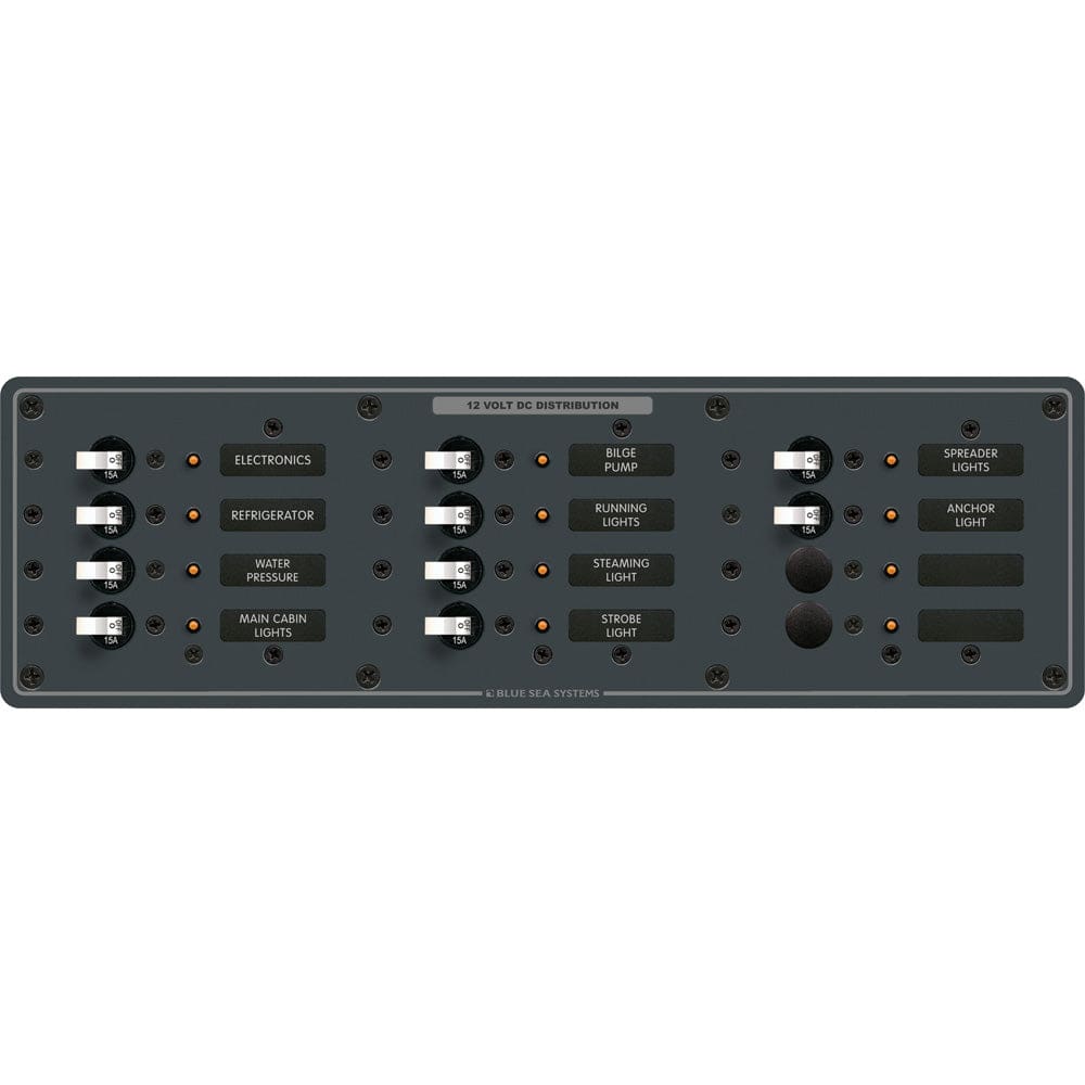 Blue Sea 8375 Panel DC 12 Position Horizontal BL - Electrical | Electrical Panels - Blue Sea Systems