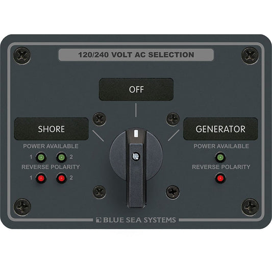 Blue Sea 8386 AC Rotary Switch Panel 30 Ampere 2 Positon + OFF 4 Pole - Electrical | Electrical Panels - Blue Sea Systems