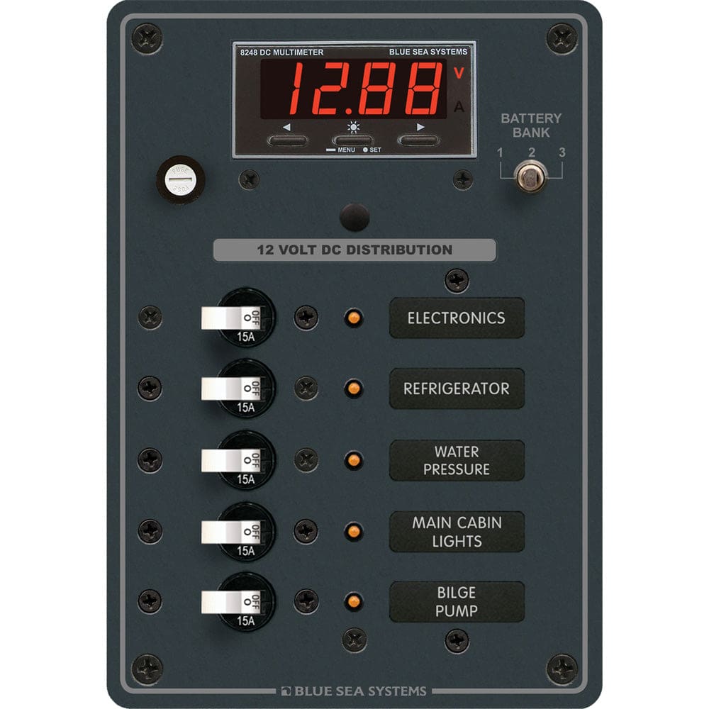Blue Sea 8401 DC 5 Position w/ Multi-Function Meter - Electrical | Electrical Panels - Blue Sea Systems