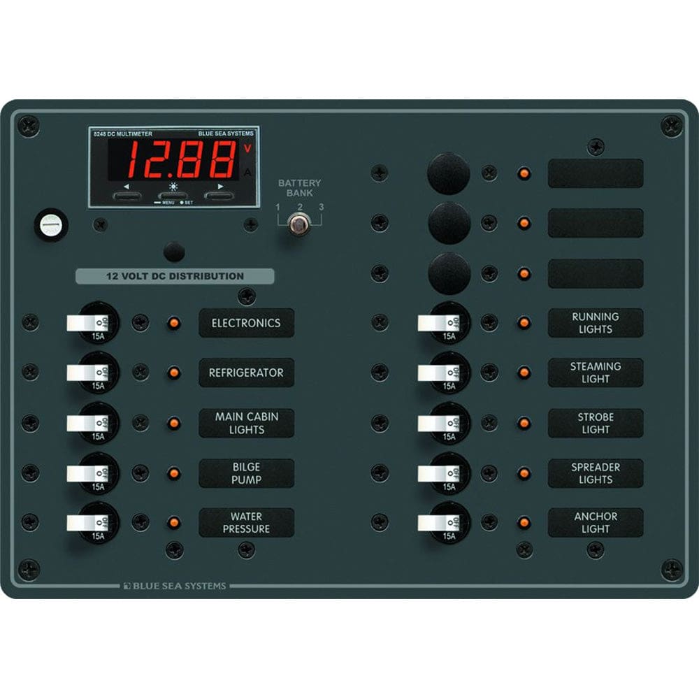 Blue Sea 8403 DC Panel 13 Position w/ Multimeter - Electrical | Electrical Panels - Blue Sea Systems