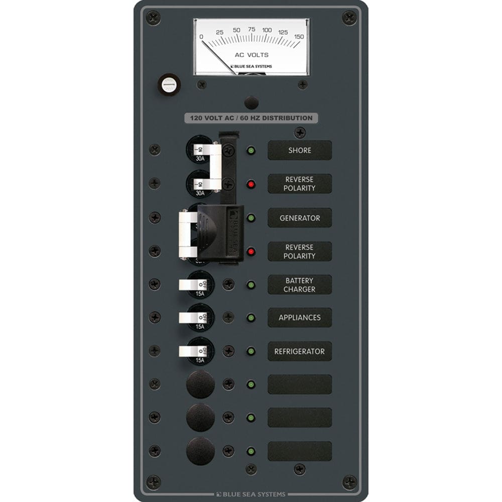 Blue Sea 8489 Breaker Panel - AC 2 Sources + 6 Positions - White - Electrical | Electrical Panels - Blue Sea Systems