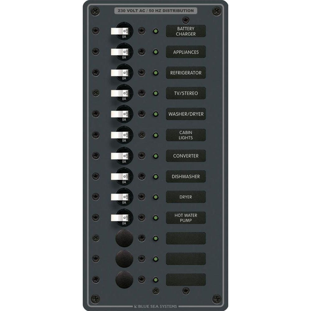 Blue Sea 8580 AC 13 Position 230v (European) Breaker Panel (White Switches) - Electrical | Electrical Panels - Blue Sea Systems
