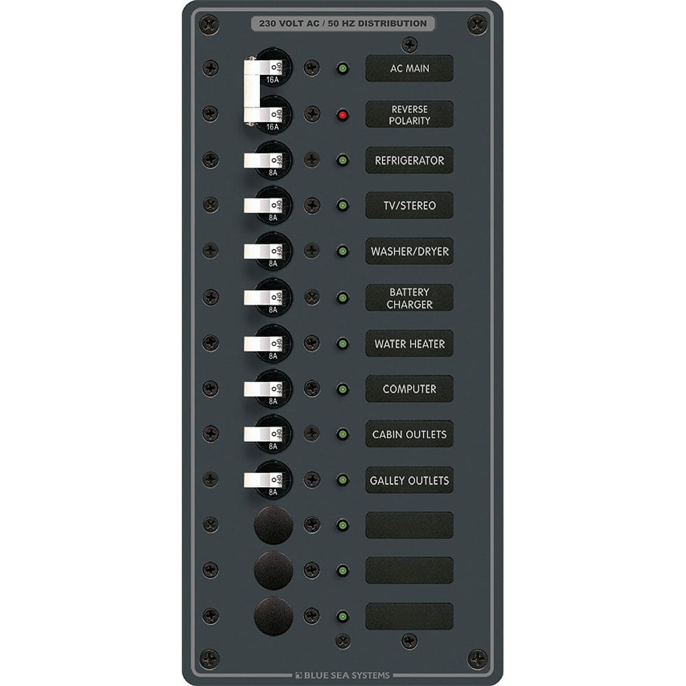 Blue Sea 8585 Breaker Panel - AC Main + 11 Positions (European) - White - Electrical | Electrical Panels - Blue Sea Systems