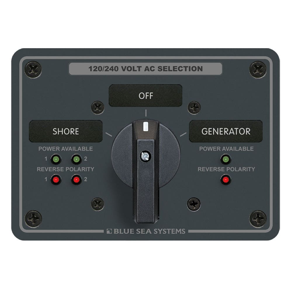 Blue Sea AC Rotary Switch Panel 65AMP - 2 Positions + OFF - 4 Pole - Electrical | Electrical Panels - Blue Sea Systems