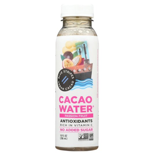 BLUE STRIPES: Water Cacao Passion Fruit 10 FO (Pack of 5) - Grocery > Beverages > Water > Sparkling Water - BLUE STRIPES