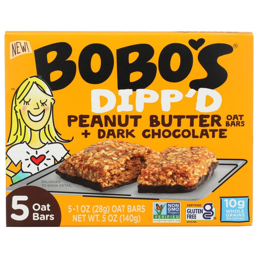 BOBOS OAT BARS: Dippd Peanut Butter Oat Bar Plus Dark Chocolate 5 oz (Pack of 5) - Grocery > Nutritional Bars - BOBOS OAT BARS