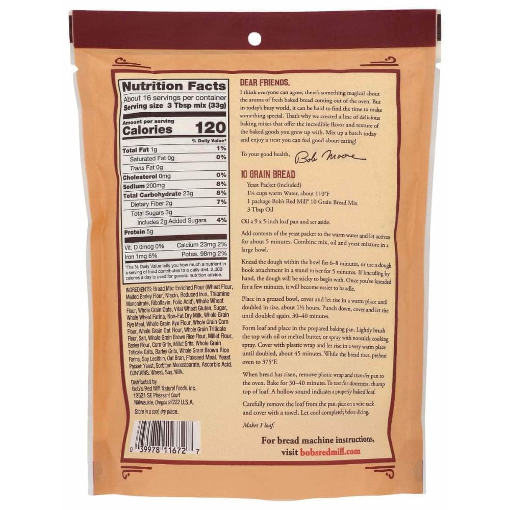 BOBS RED MILL Grocery > Cooking & Baking BOBS RED MILL: 10 Grain Bread Mix, 19 oz