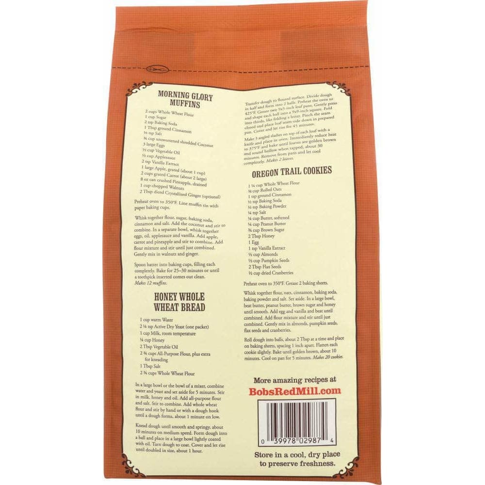 Bobs Red Mill Bob's Red Mill 100% Stone Ground Whole Wheat Organic Flour, 5 lb
